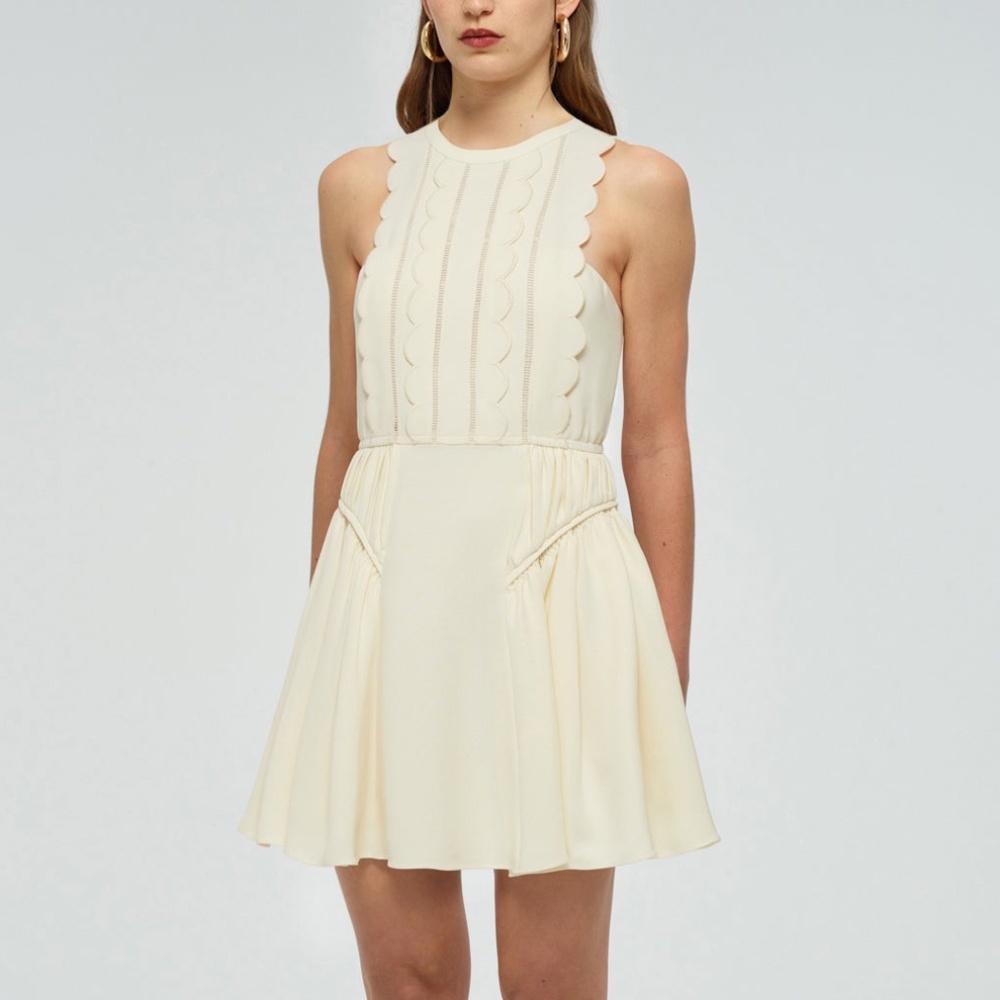 NEW Self Portrait Scallop Detail Mini Dress Size 4